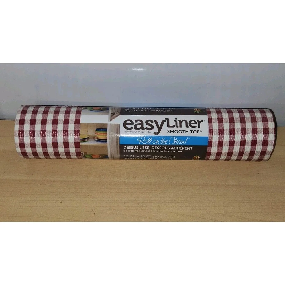 Vtg Duck Brand Easy Liner Smooth Top Shelf Liner-Gingham Red 12 in.x10 ft.~RARE